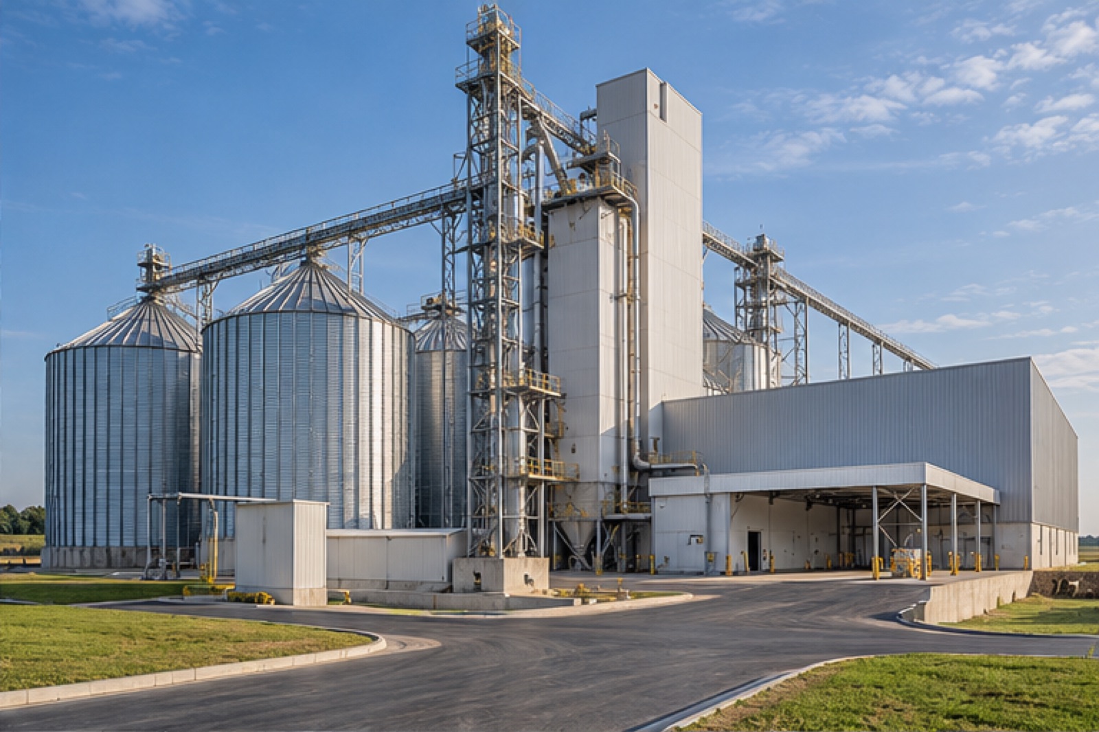 Imagem ilustrativa de instalações industriais para produção de rações